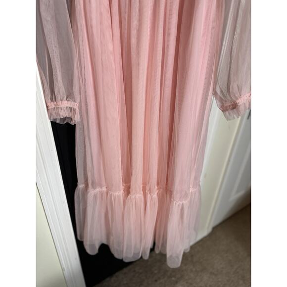 Listicle Ditzy Prairie puff Sleeve Maxi tiered tulle barbie fairy ethereal S - Picture 10 of 11